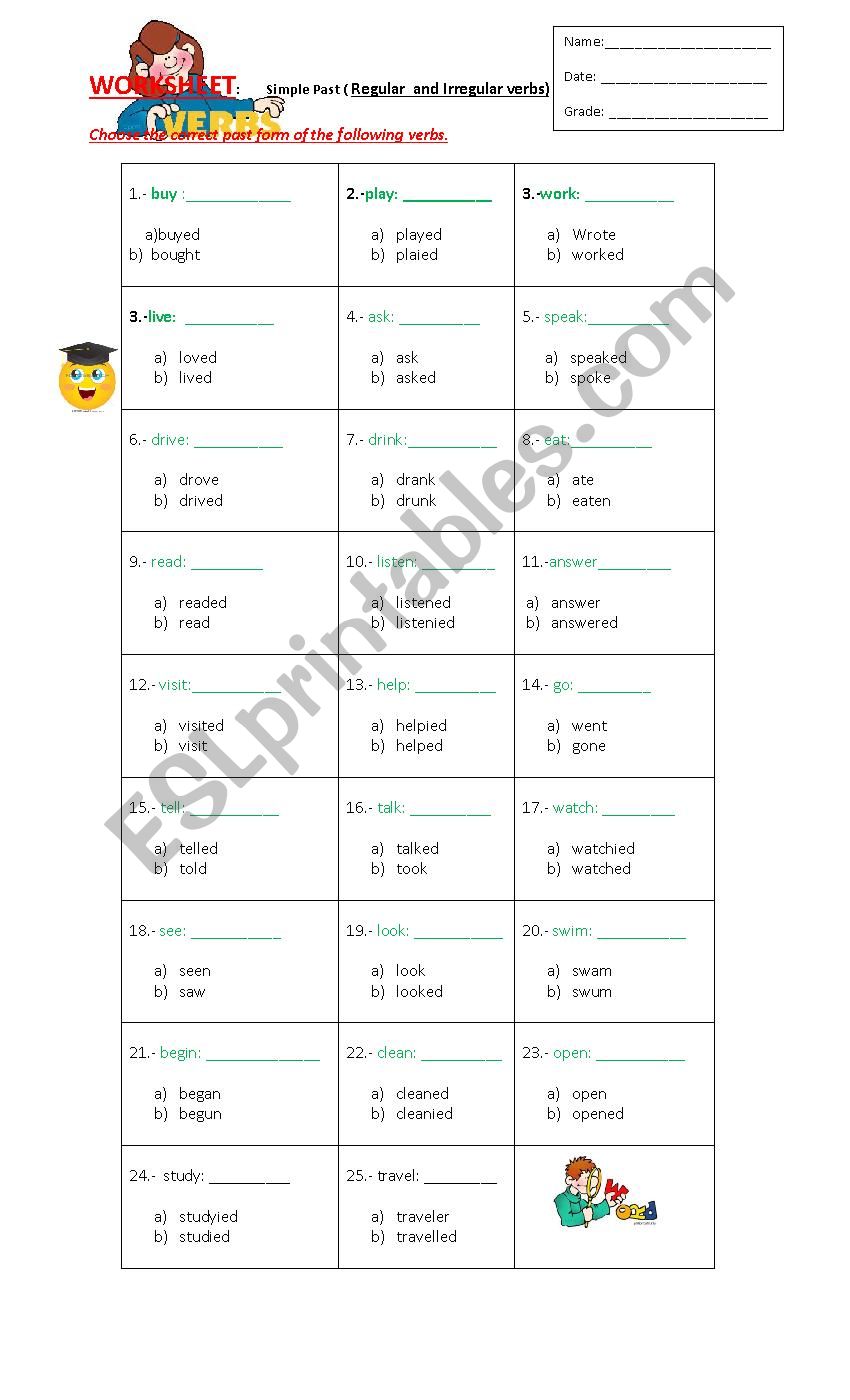 Past simple-affirmative worksheet