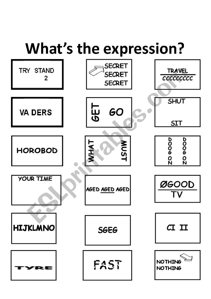 PUZZLE EXPRESSIONS REBUSES worksheet