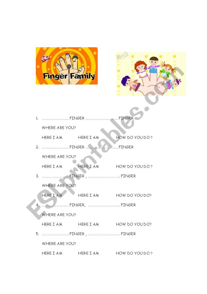 the finger family worksheet
