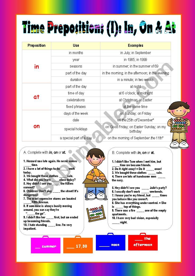 prepositions worksheet