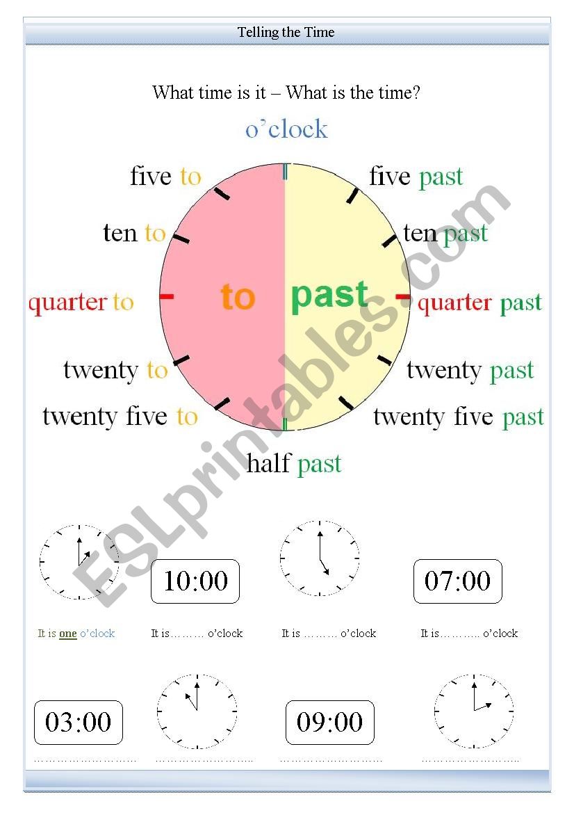 Telling the Time - What time is it? worksheet