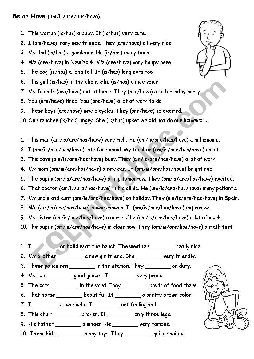 Be or Have worksheet