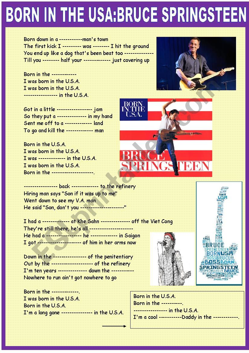Born in the USA: Springsteen worksheet
