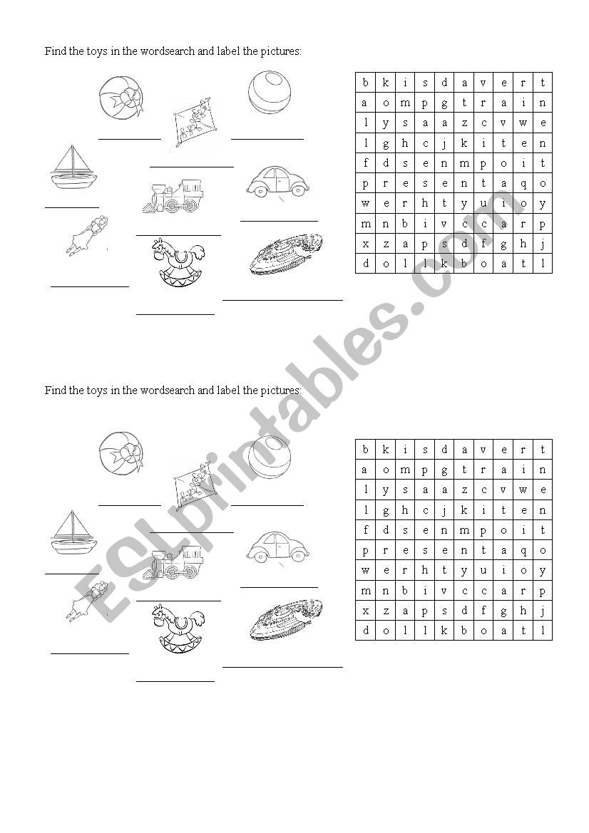 Toys worksheet
