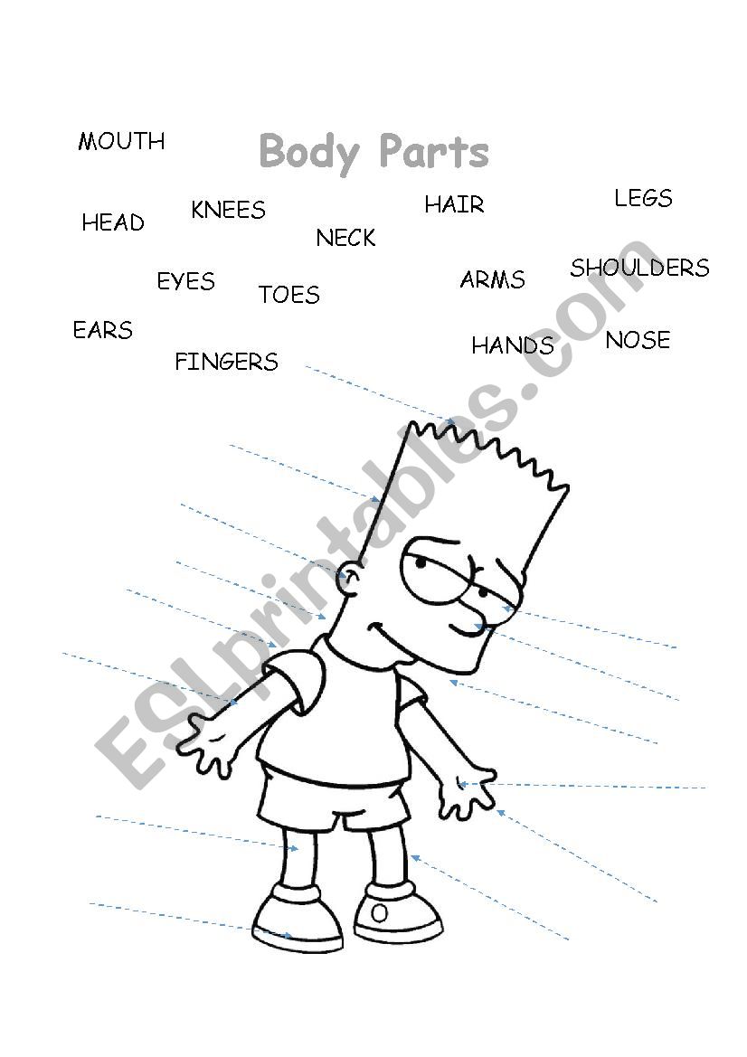 Body Parts Bart and Lisa worksheet