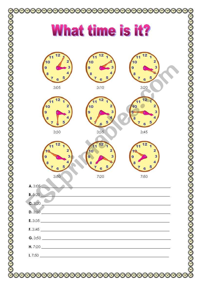 What time is it? worksheet