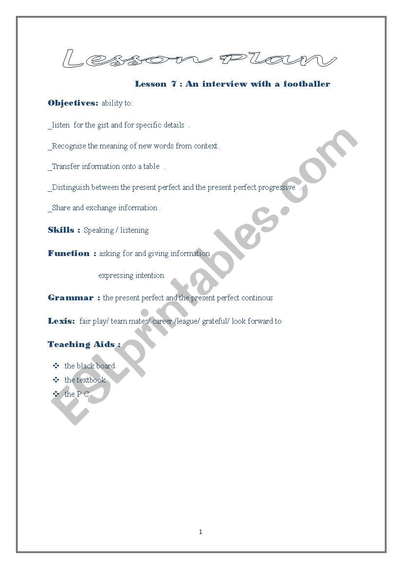 lesson 7 second year  worksheet