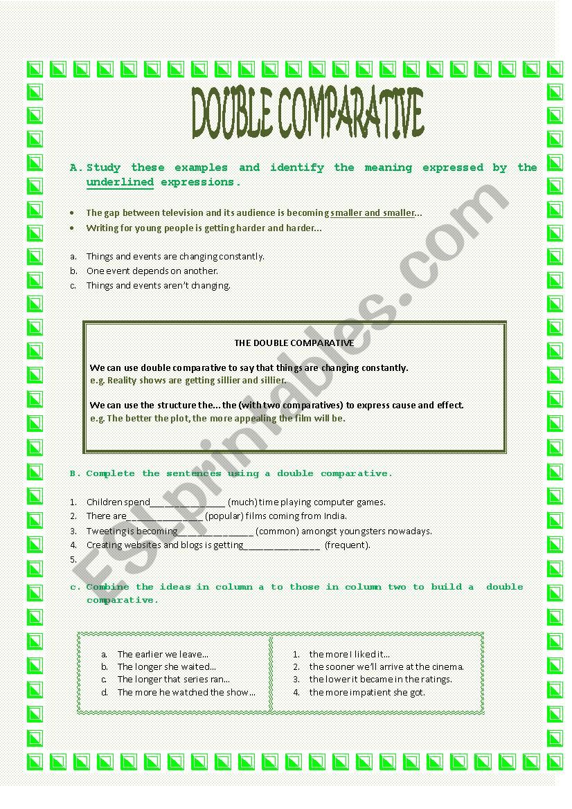 Double Comparative worksheet