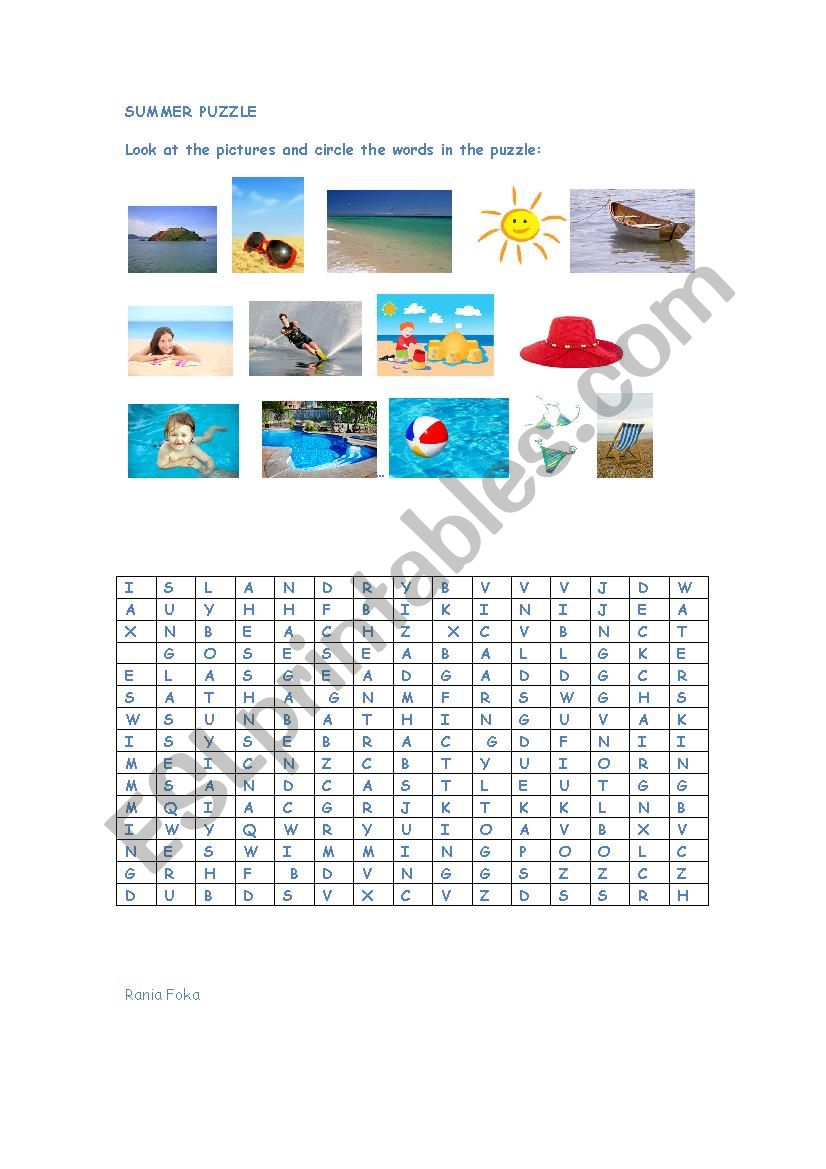 summer puzzle worksheet