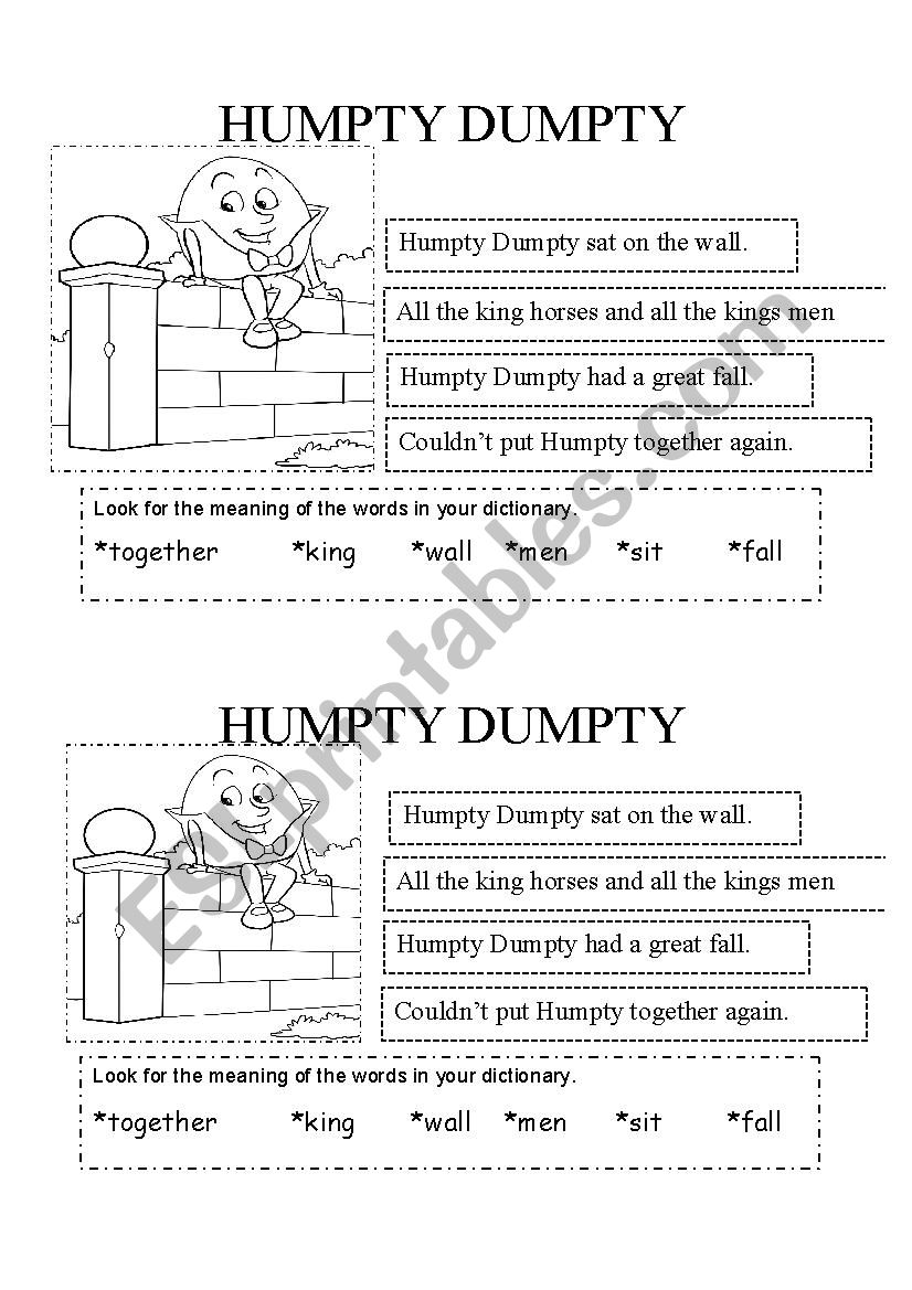 HUMPTY DUMPTY worksheet