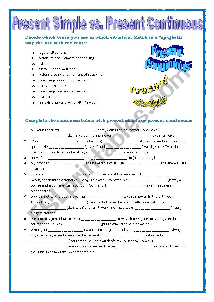 GRAMMAR REVISION - PRESENT SIMPLE vs PRESENT CONTINUOUS