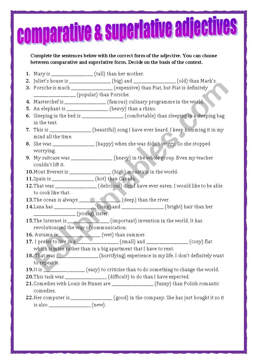 GRAMMAR REVISION - COMPARATIVE AND SUPERLATIVE ADJECTIVES