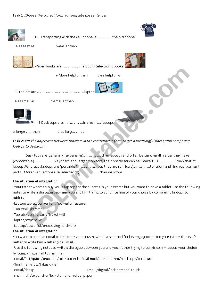 comparative forms worksheet