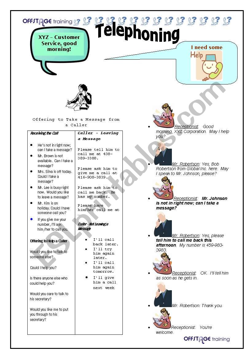 Telephone Language worksheet