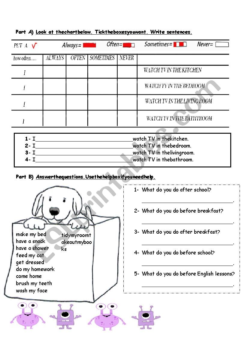 ADVERBS OF FREQUENCY worksheet