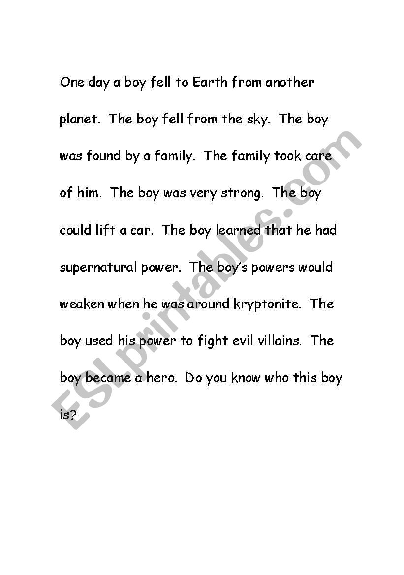 Superhero sentences worksheet