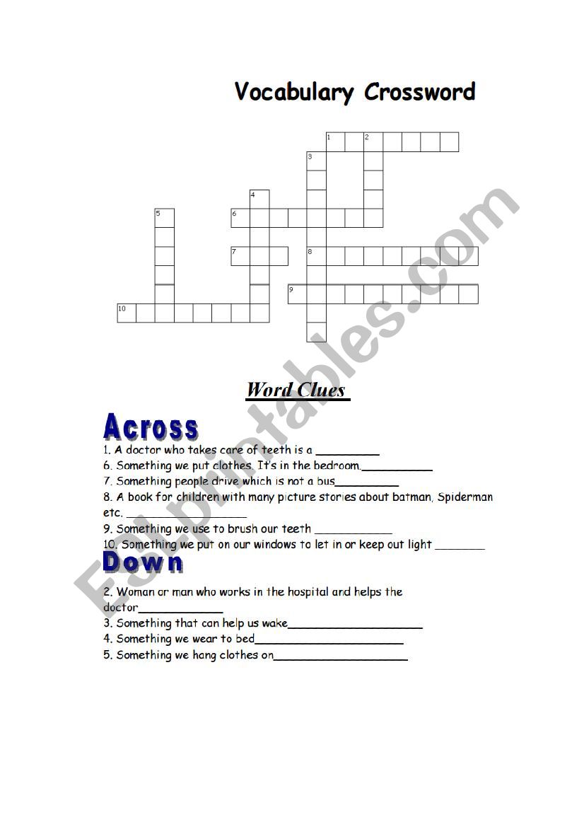 crossword - fun to learn new vocabulary