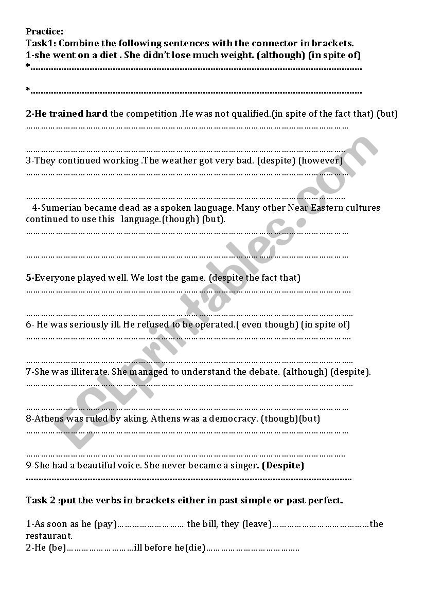 exercises about concesion  worksheet