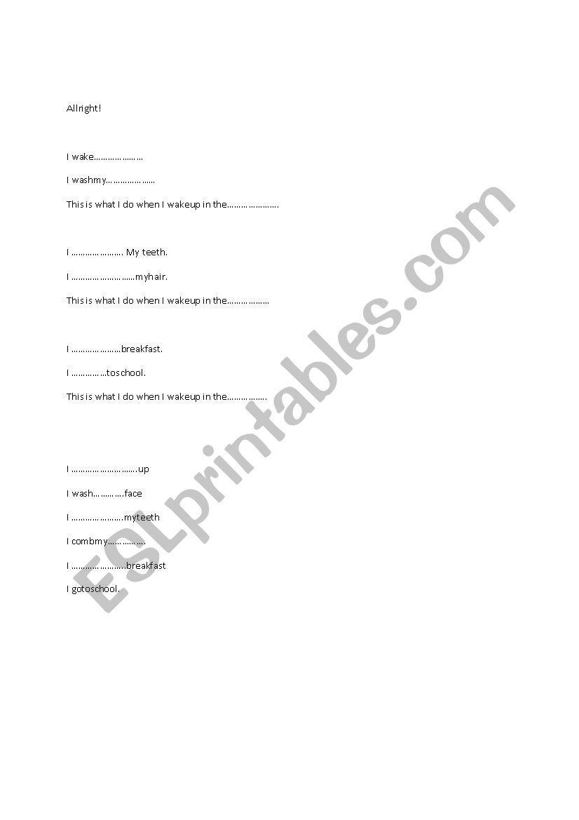 alright present simple song worksheet