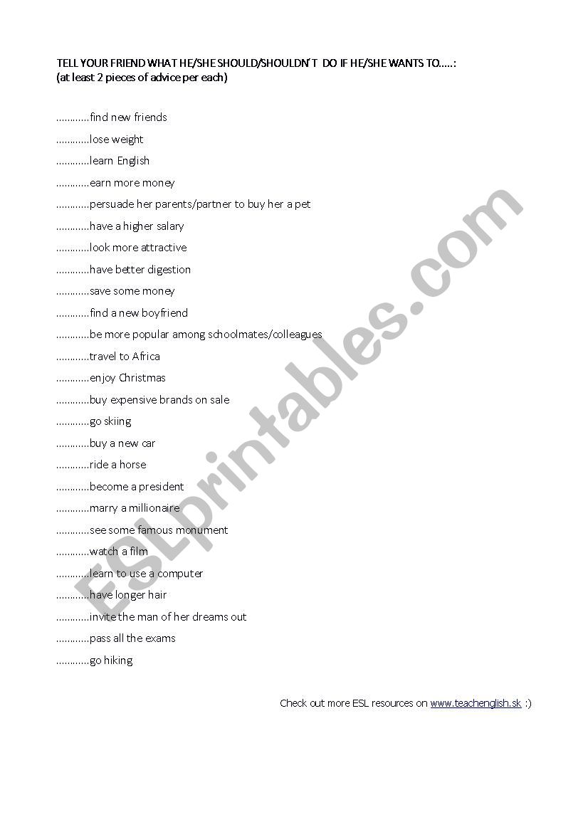 Should - conversation worksheet