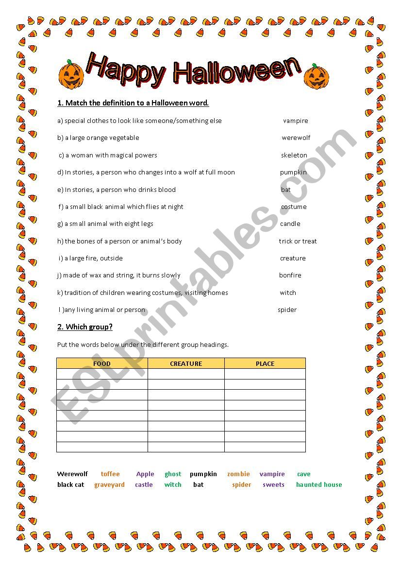 Happy Halloween worksheet