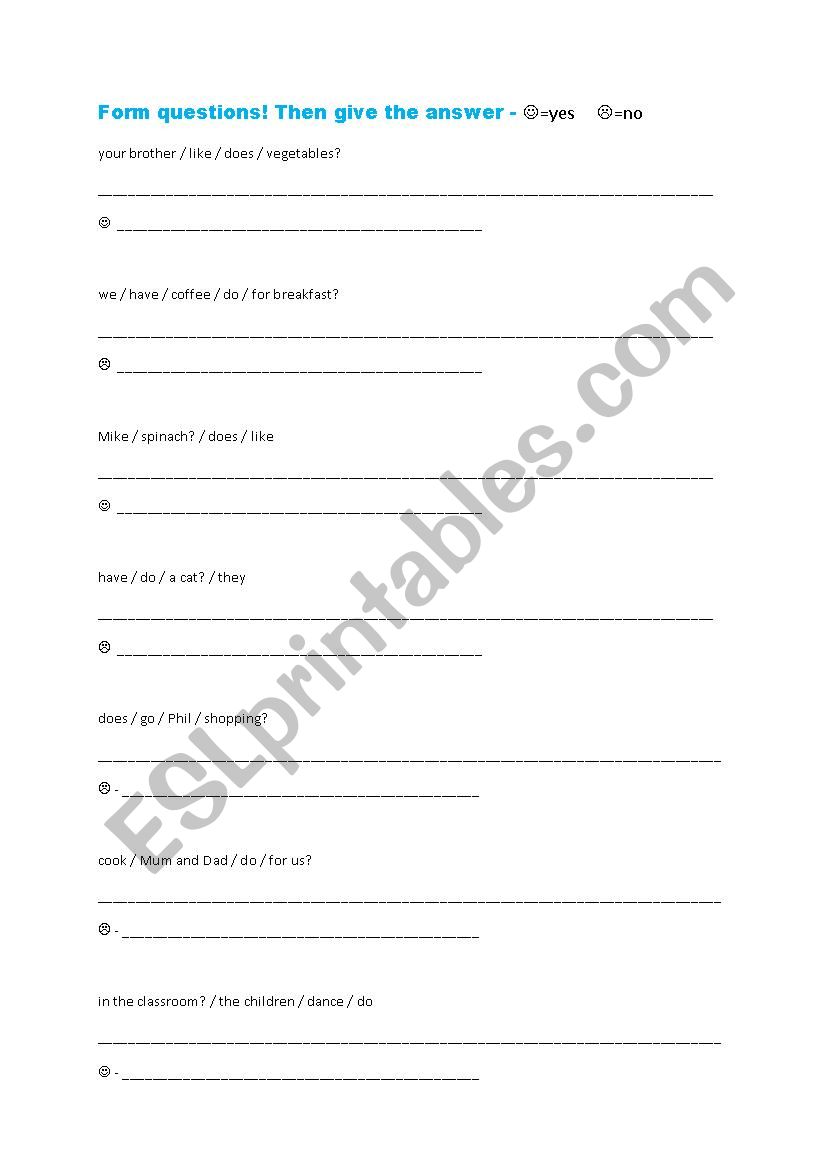 questions with do / does worksheet