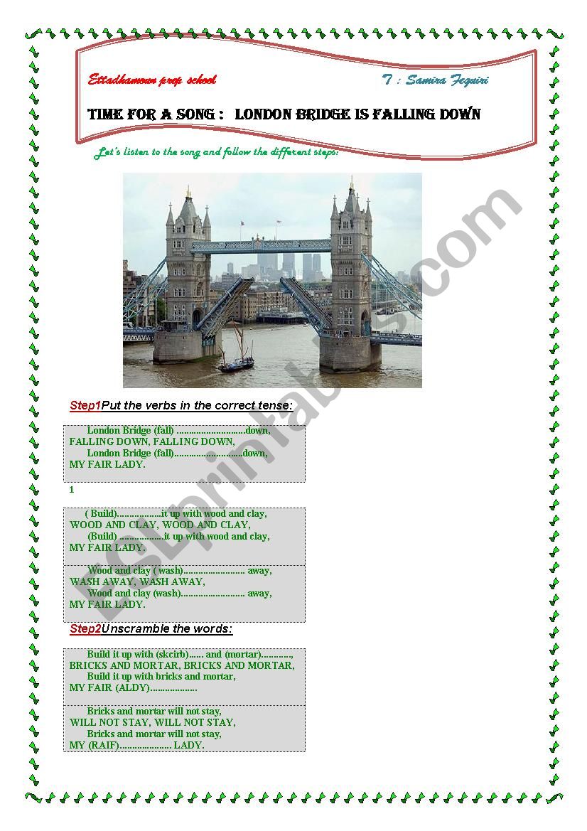 london bridge is falling down worksheet