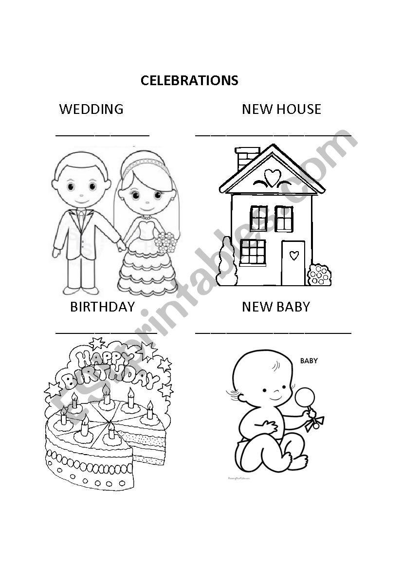 Celebrations worksheet