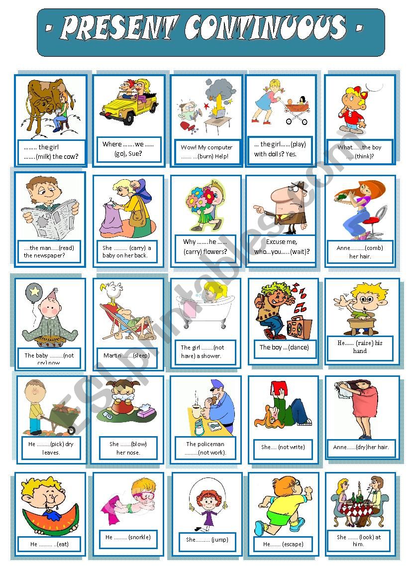 present continuous tense worksheet