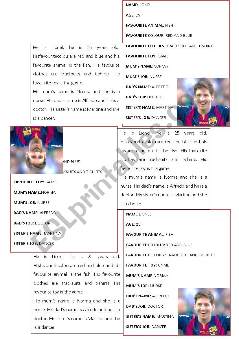 Factfile Lionel Messi worksheet
