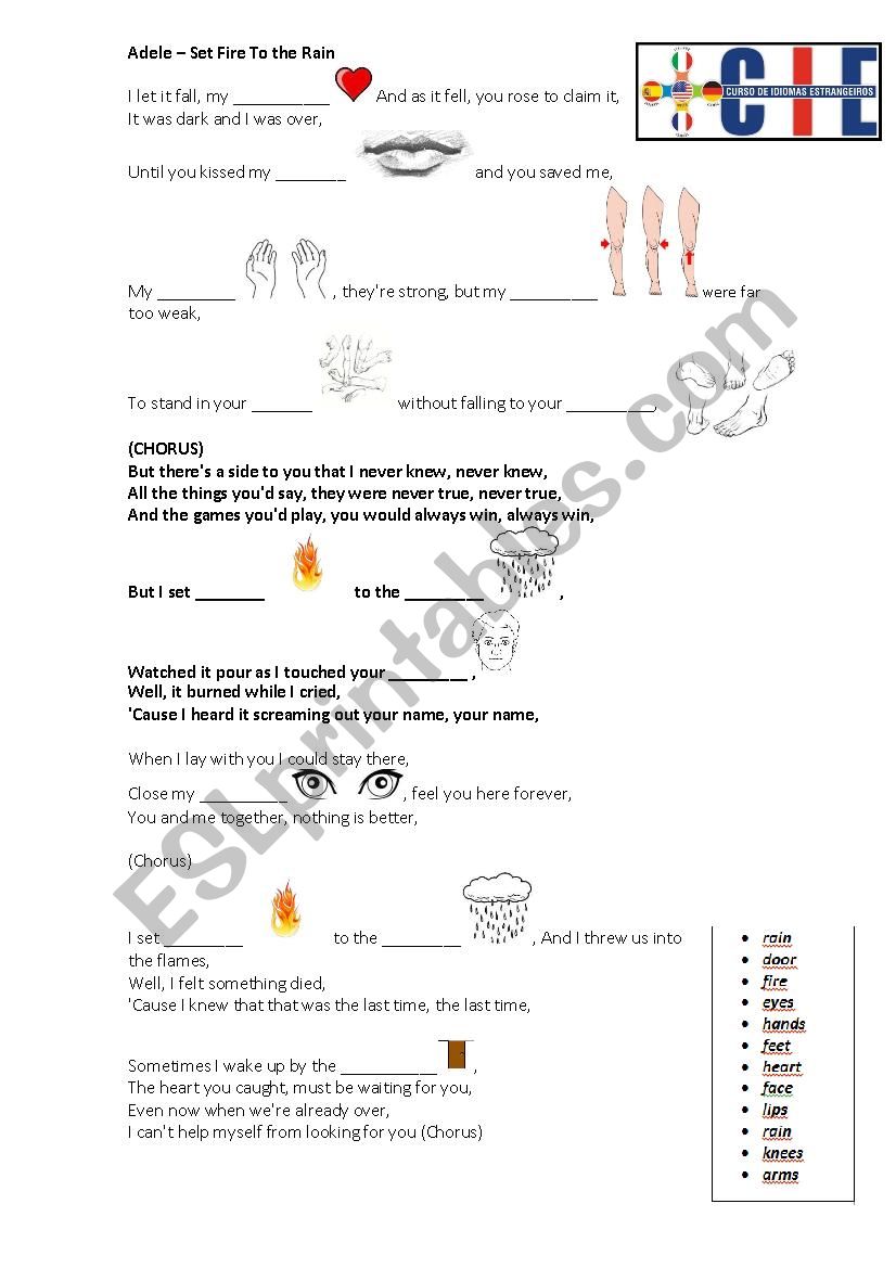 Adele - Set Fire To the Rain worksheet