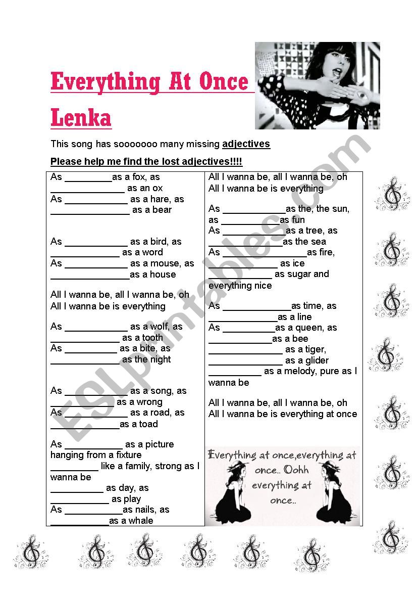 Everything at once worksheet