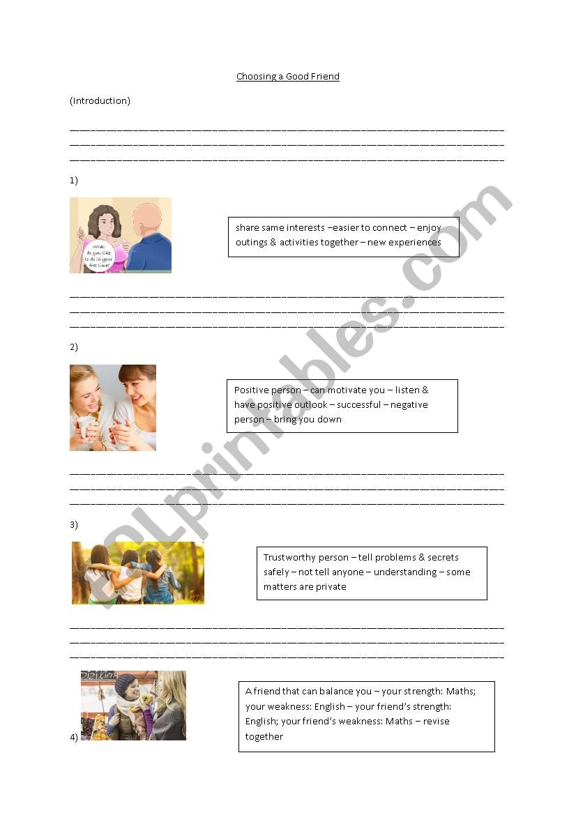 Choosing A Good Friend worksheet