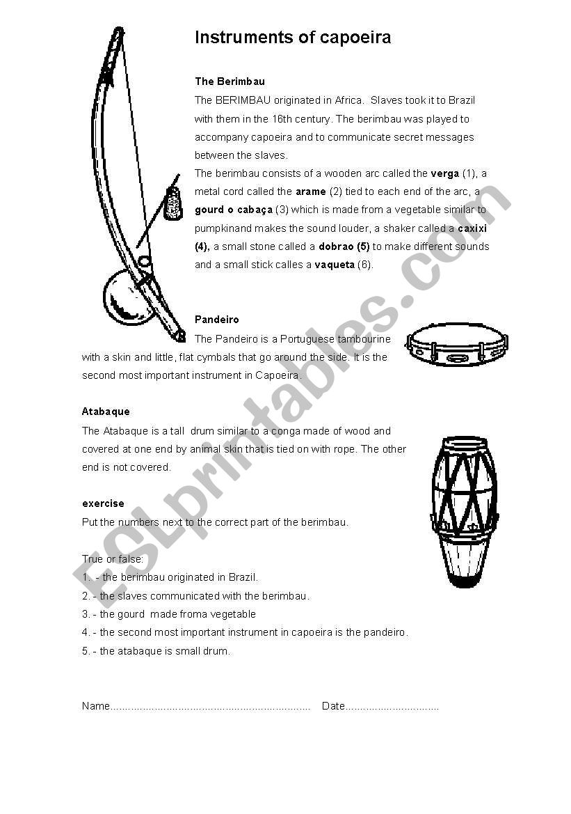 the berimbau worksheet