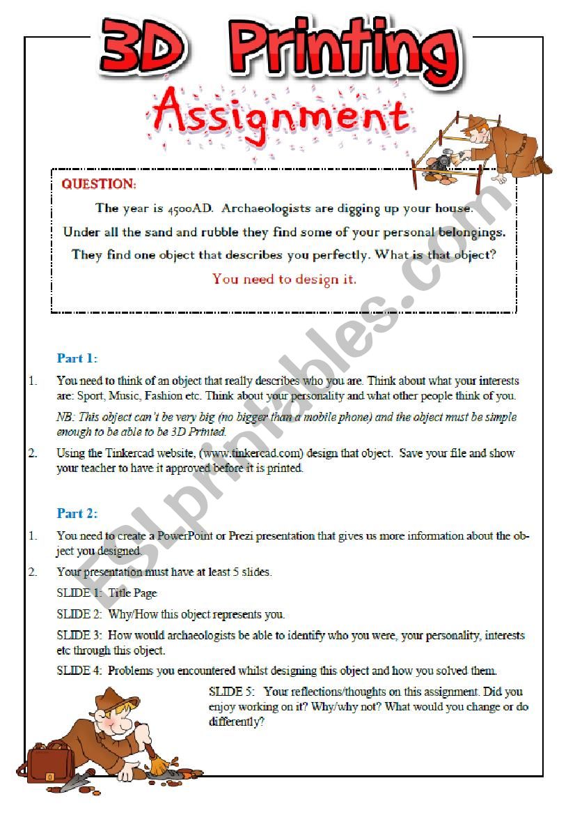 3D Printinf Assignment worksheet