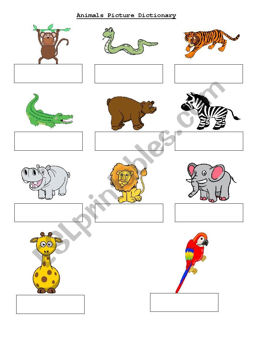 Animals Picture Dictionary worksheet