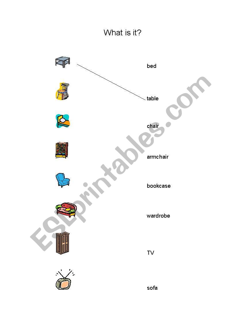 Match furniture worksheet