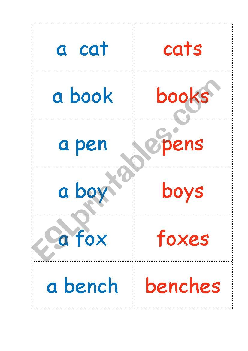 Plurals (cards) worksheet