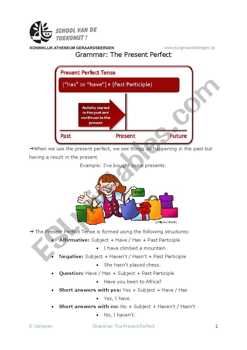 The Present Perfect worksheet