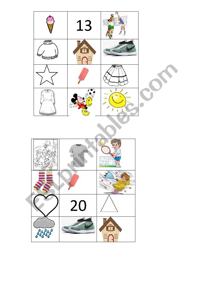 Bingo little kids worksheet