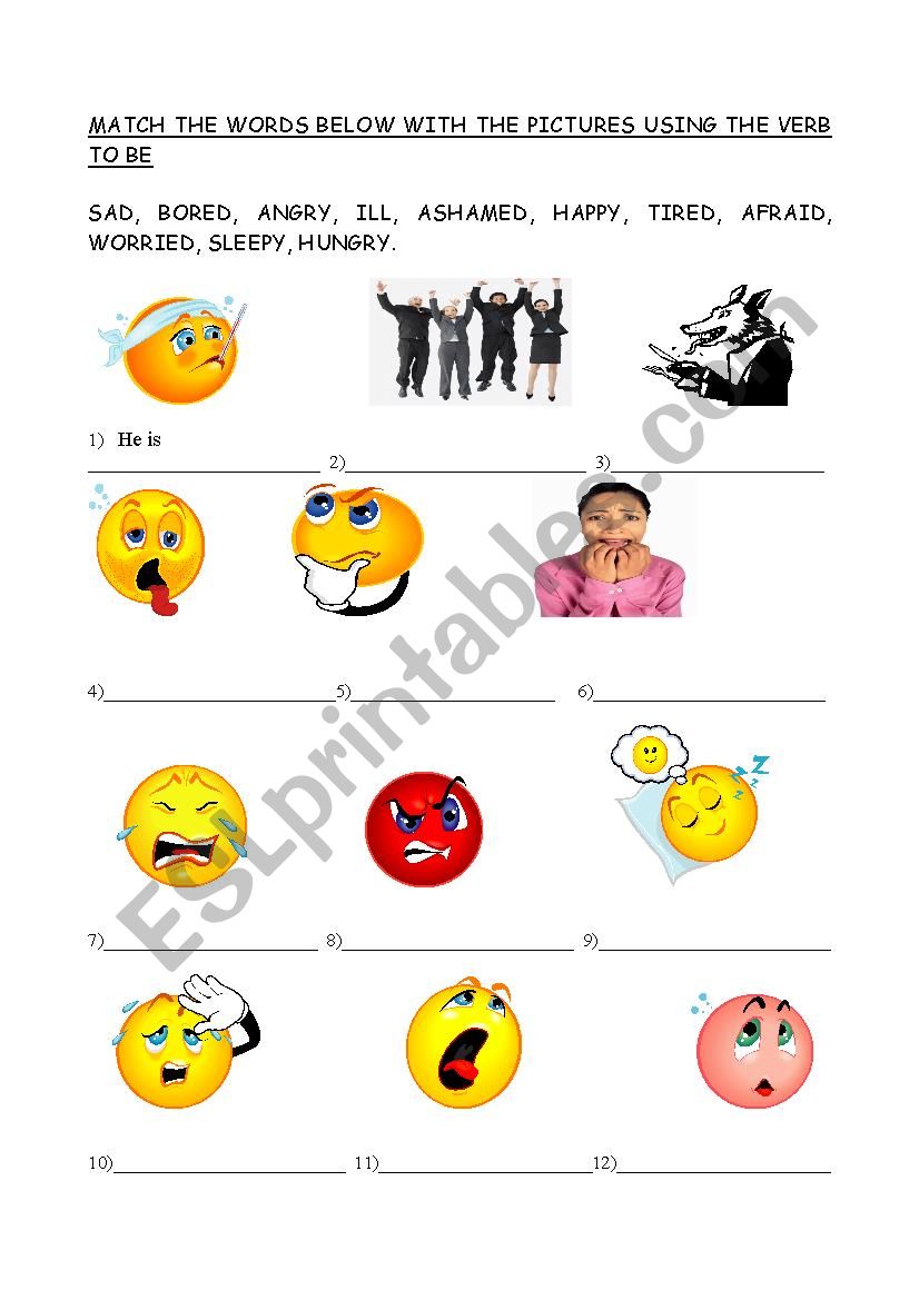 Feelings and Emotions worksheet