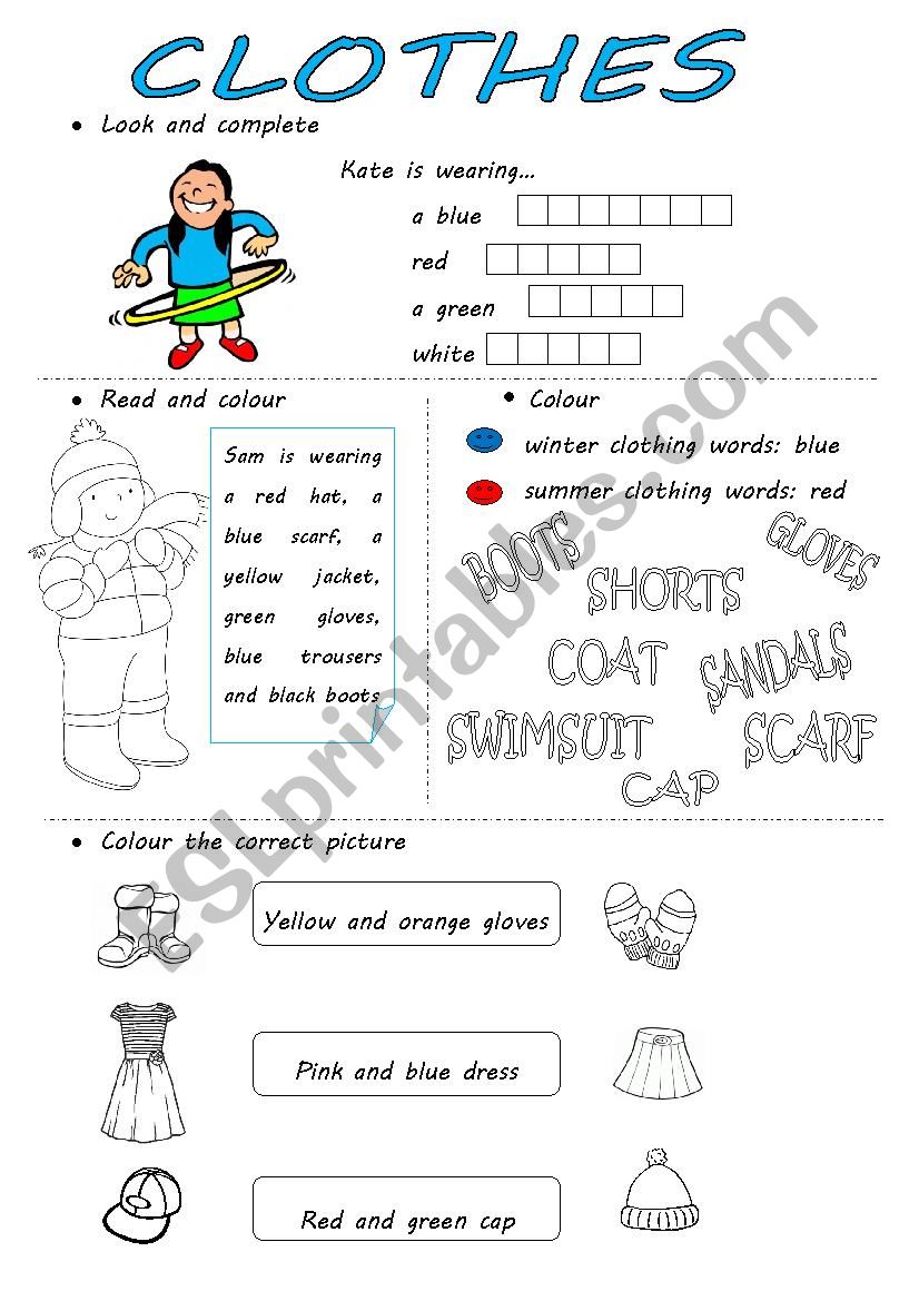 Clothes worksheet