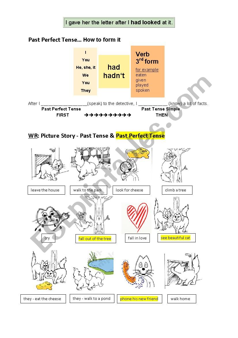 WRITING picture story in PAST + PAST PERFECT