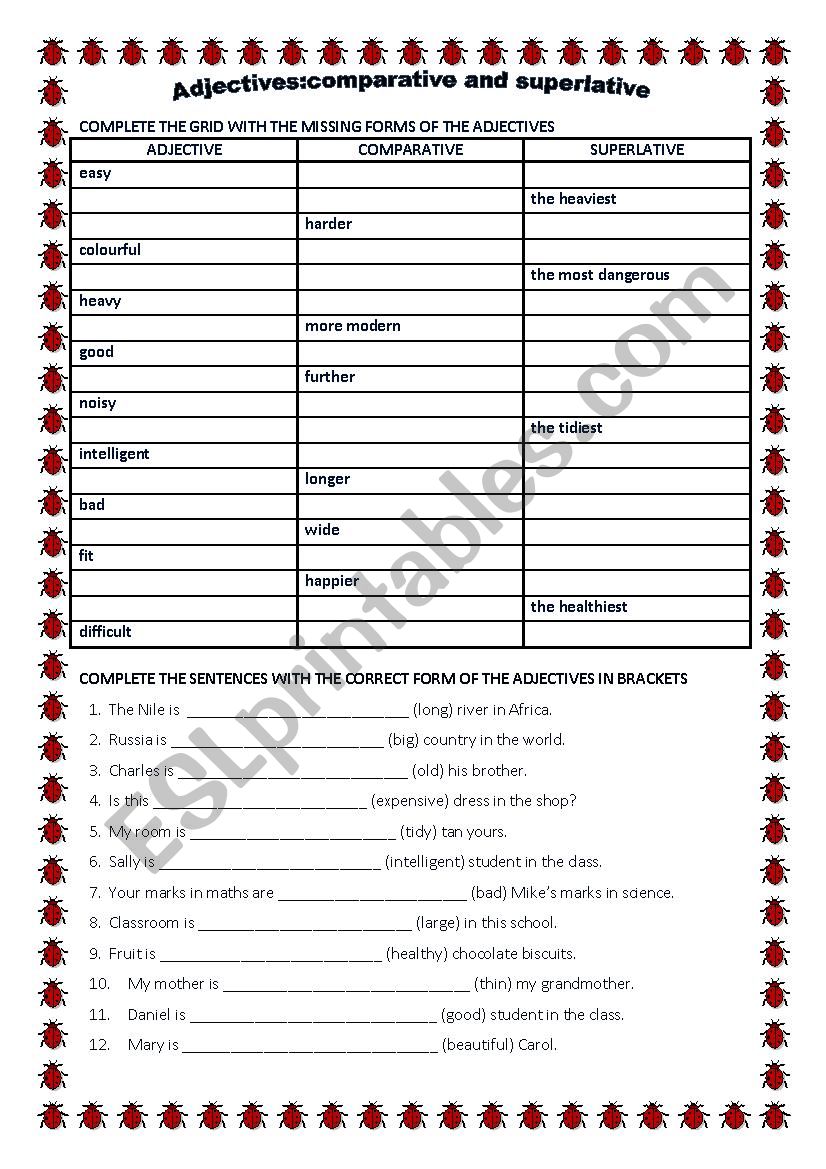 Adjectives:comparative and superlative