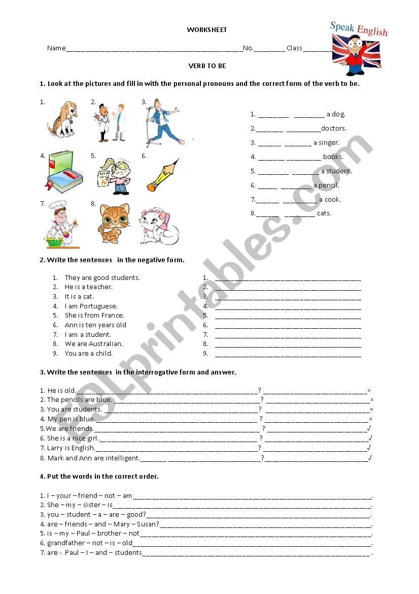 Verb to be worksheet