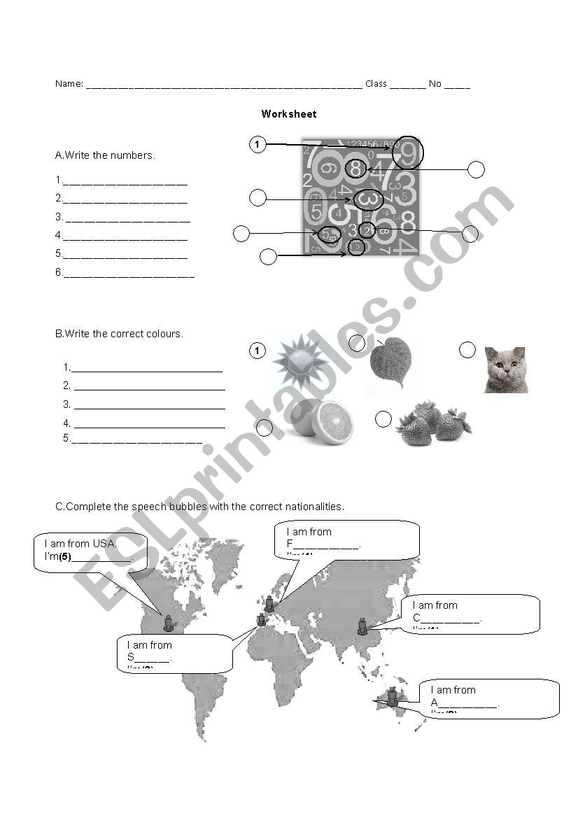 Personal identification, numbers, colours