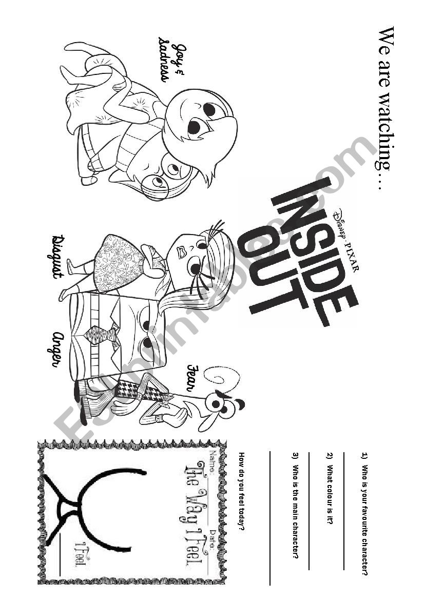 Movie worksheet: Inside Out worksheet