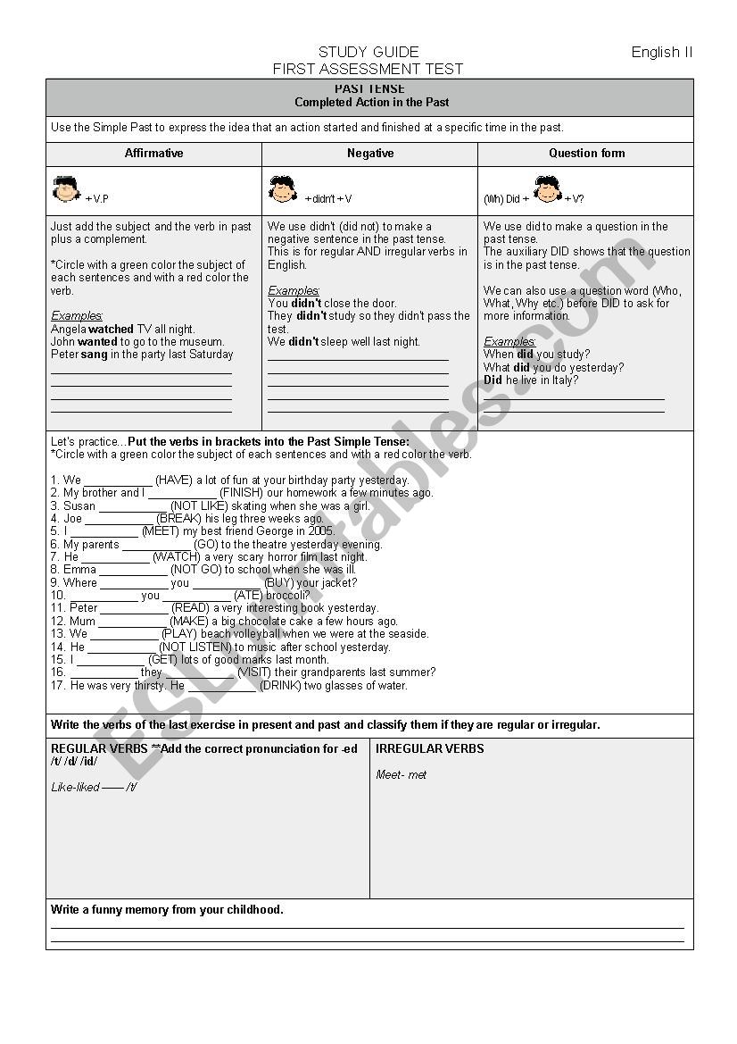 Review in Past Tense worksheet