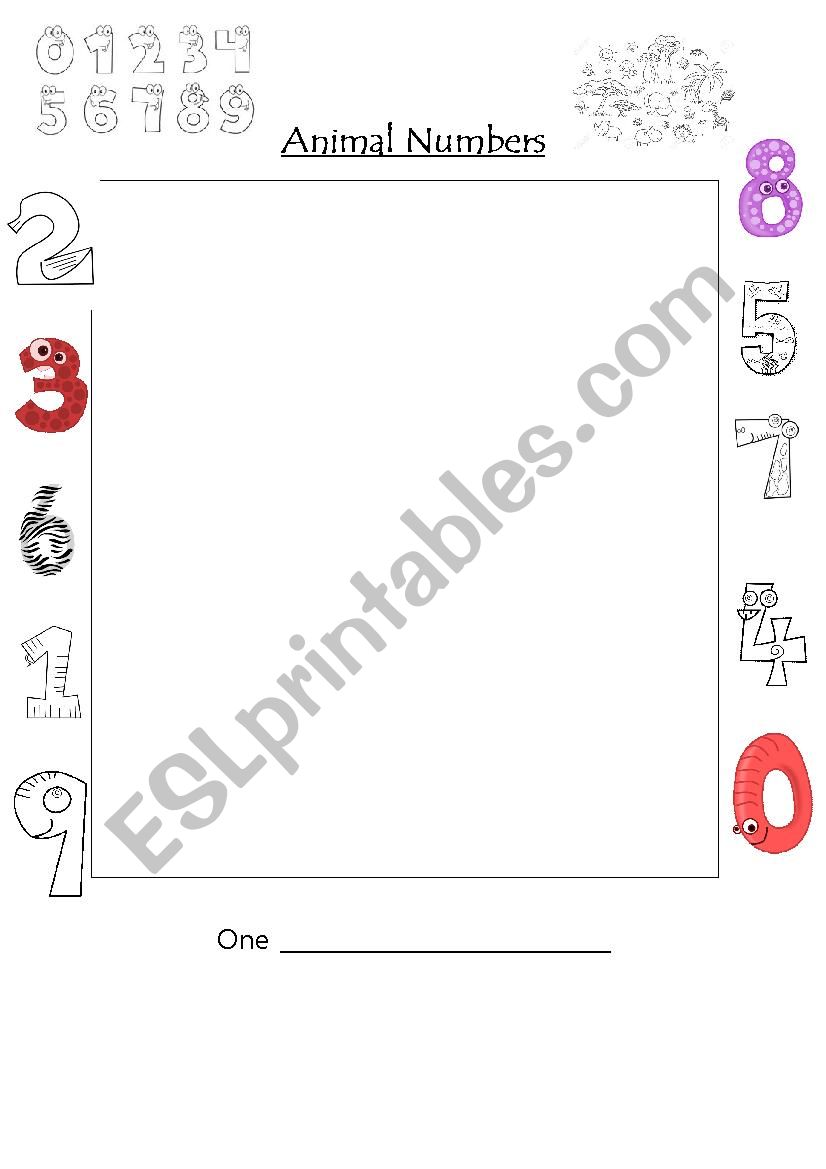 Animals and numbers worksheet