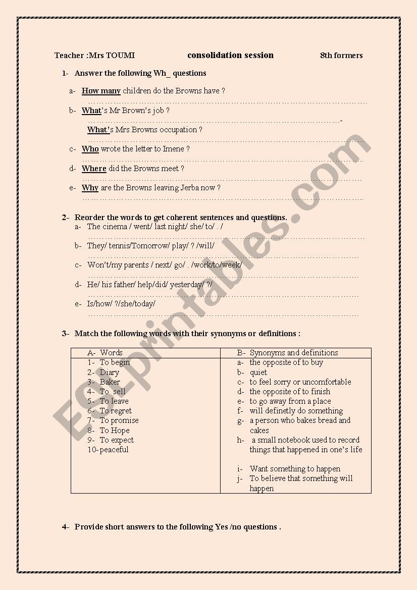 consolidation activities worksheet